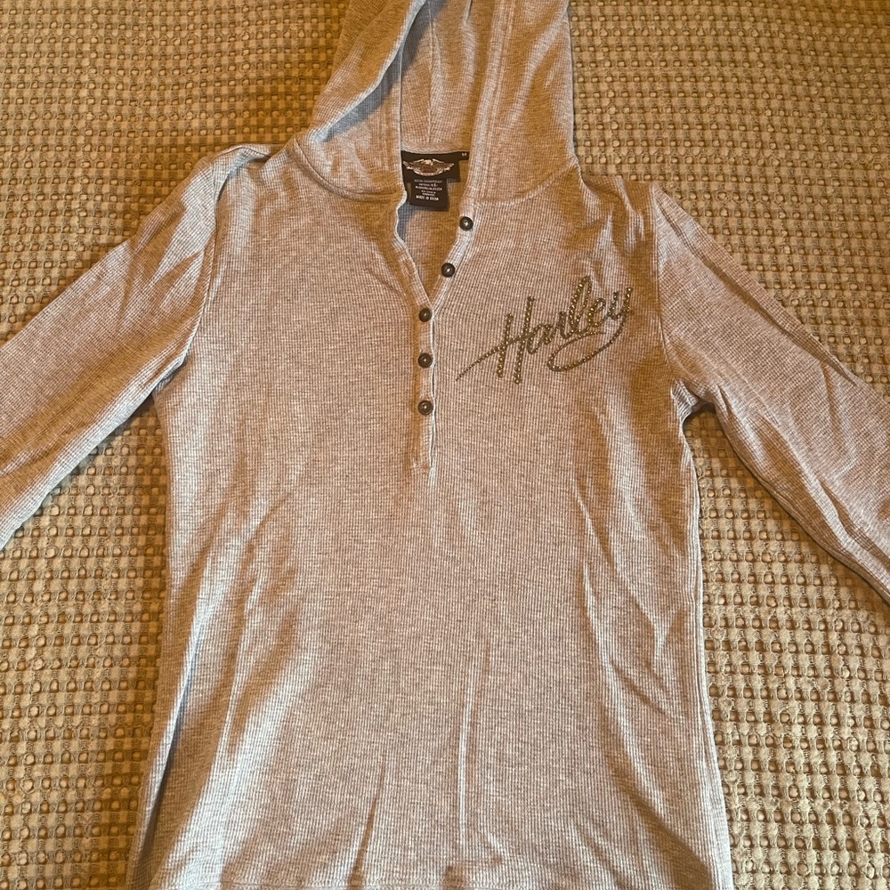 Harley Davidson Hooded Long Sleeve Top